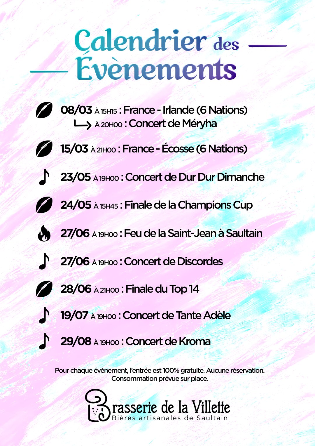 Calendrier des Evenements